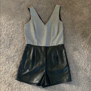 Black and White Striped Romper